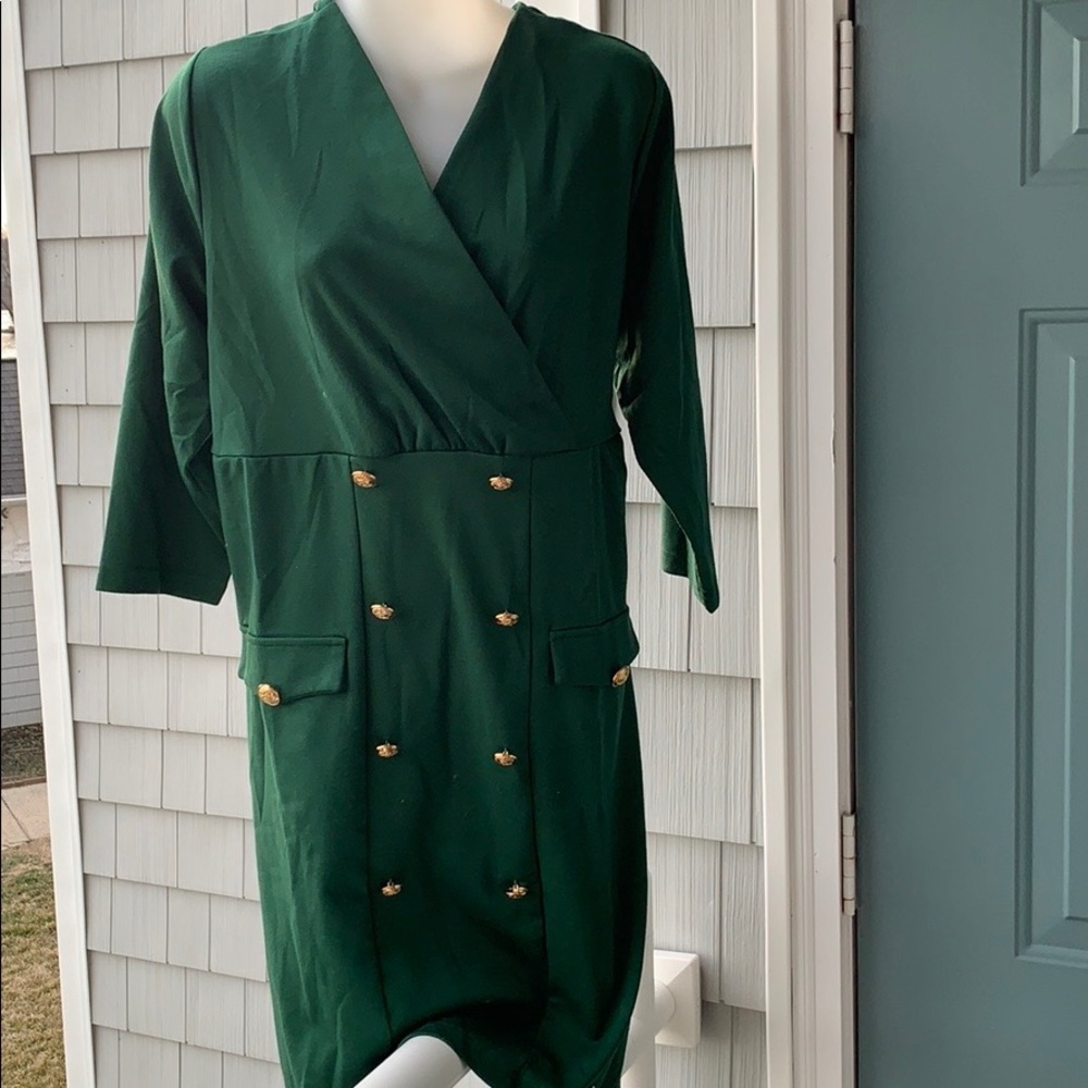 Emerald green dress.